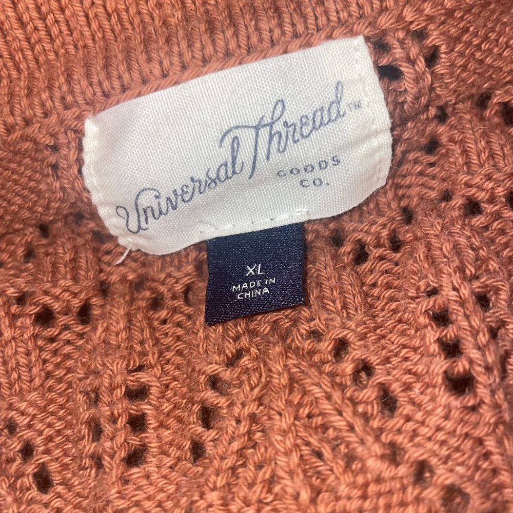 Universal Thread Cropped Crochet Style Brown V-Ne… - image 2